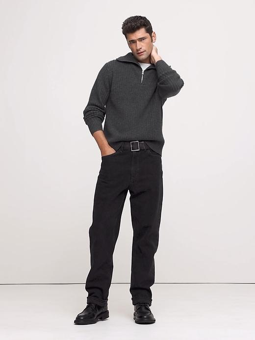 Ribbed Merino Half-Zip Sweater Product Image