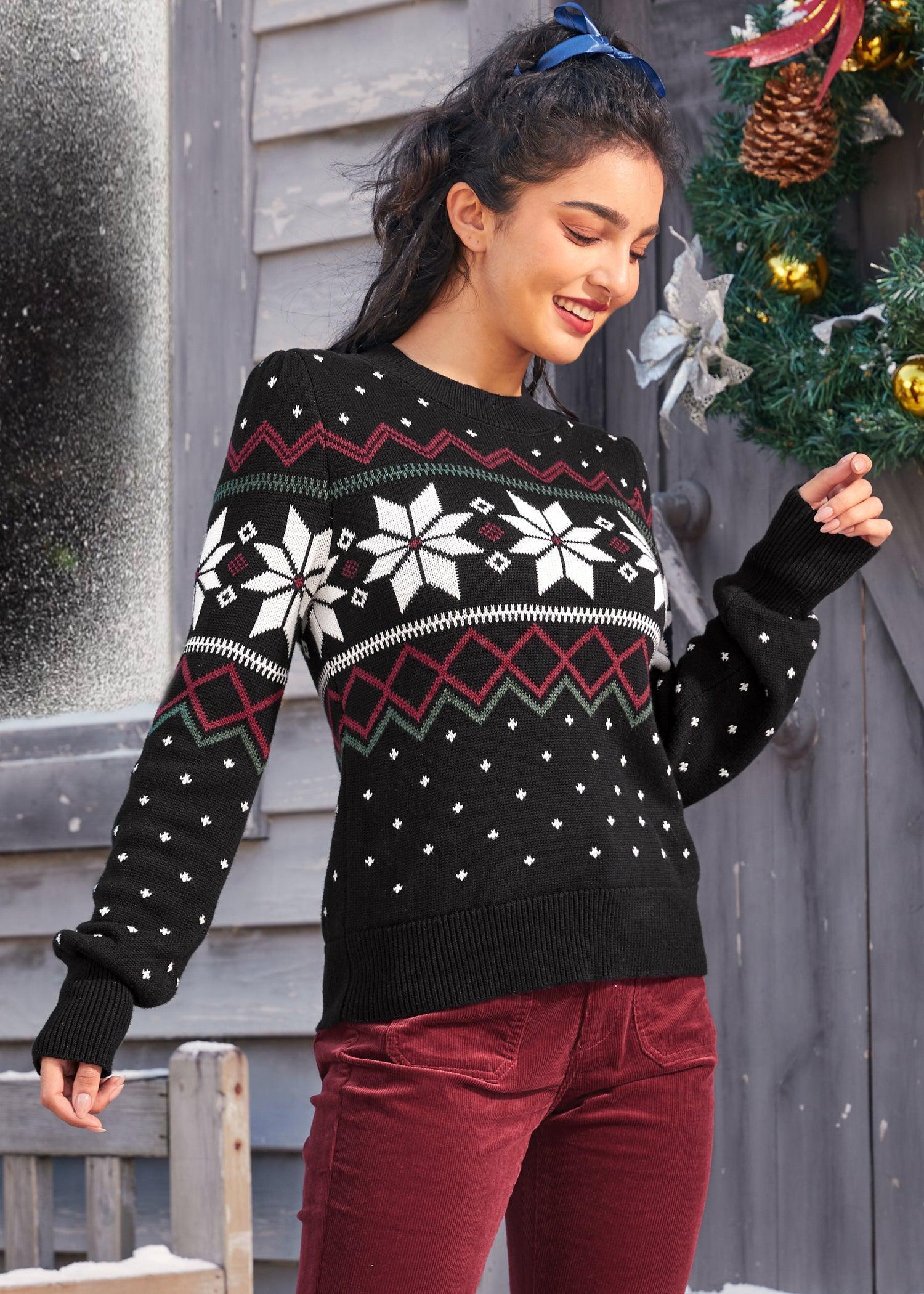 Whimsical Winter Puff Shoulder Sweater Product Image