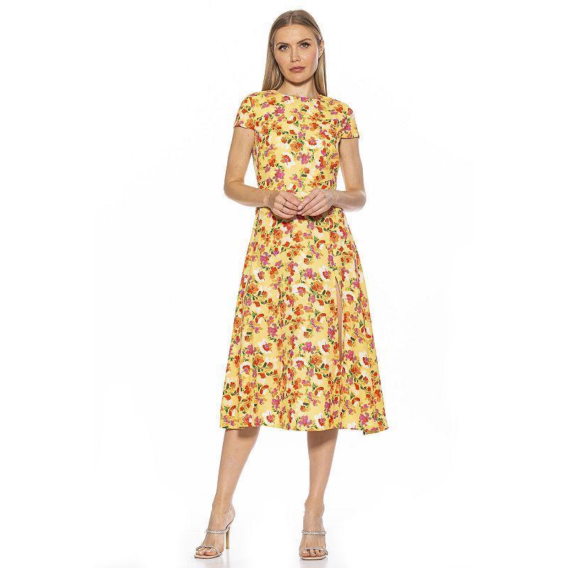 Women's ALEXIA ADMOR Lily High-Slit Midi Dress, Size: 8, Floral Party Product Image