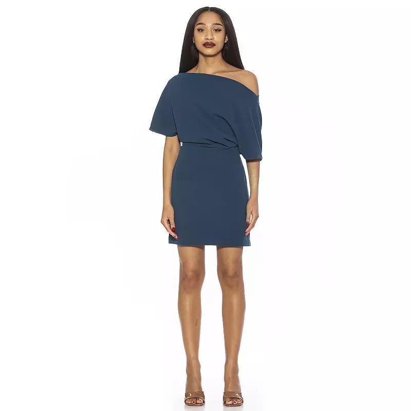 Women's ALEXIA ADMOR Draped Shoulder Mini A-Line Dress, Size: XS, Lapis Product Image