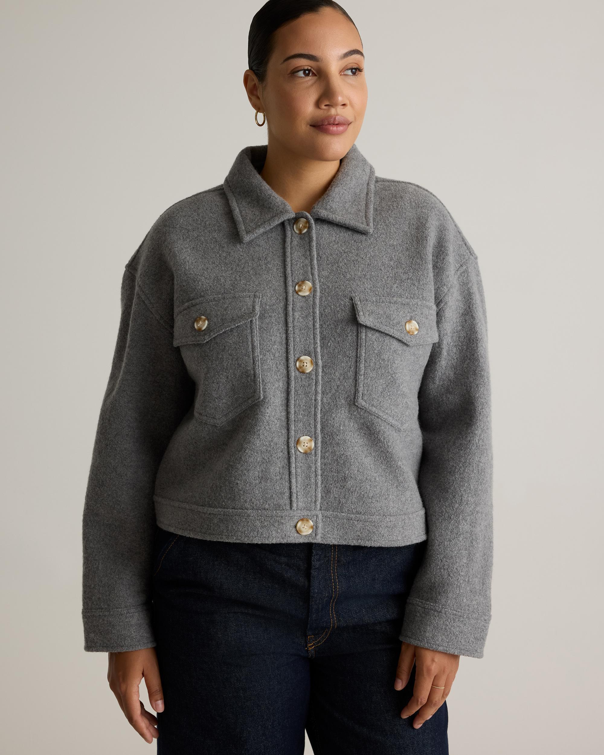 Quince | Women's 100% Merino Wool Cropped Shirt Jacket Size XL Product Image