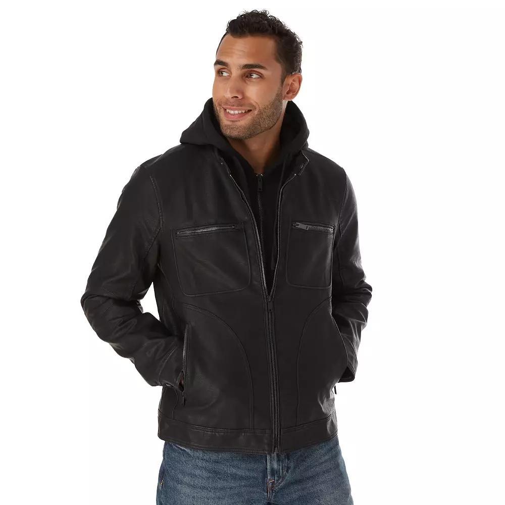 Mens Apt. 9 Faux Leather Moto Style Jacket Product Image