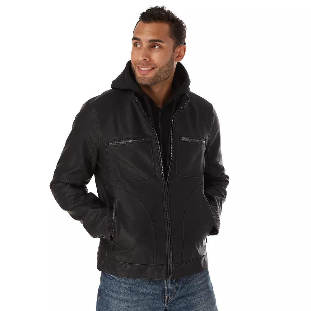 Mens Apt. 9 Faux Leather Moto Style Jacket Product Image