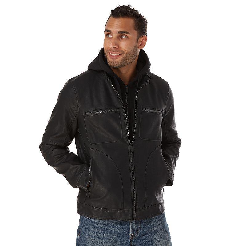 Mens Apt. 9 Faux Leather Moto Style Jacket Product Image