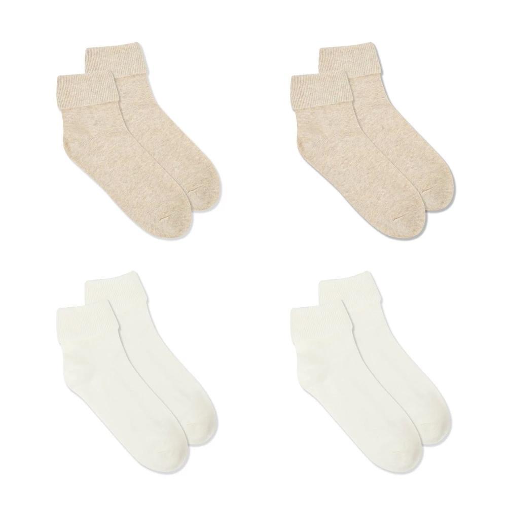 Women's Fruit of the Loom Cotton Comfort 4pk Turn Cuff Ankle Socks 4-10: Recycled Cotton, Midweight Fabric Product Image