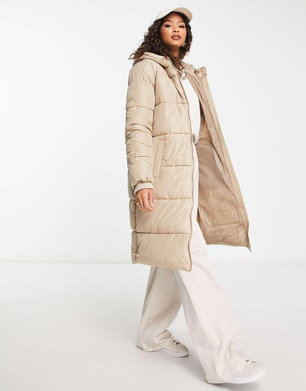 Pieces longline padded coat with hood Product Image