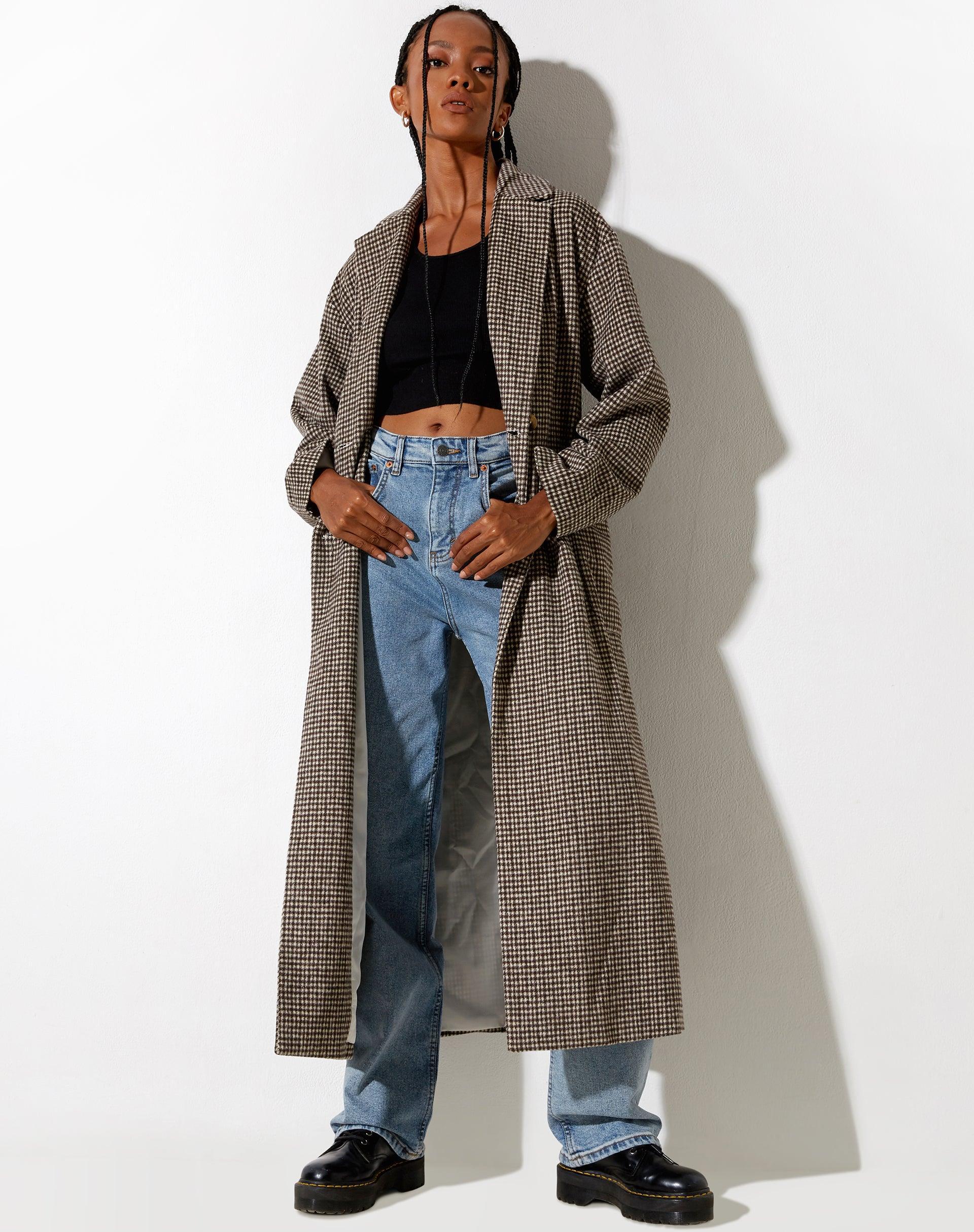 Herdina Coat in Houndstooth Brown Product Image