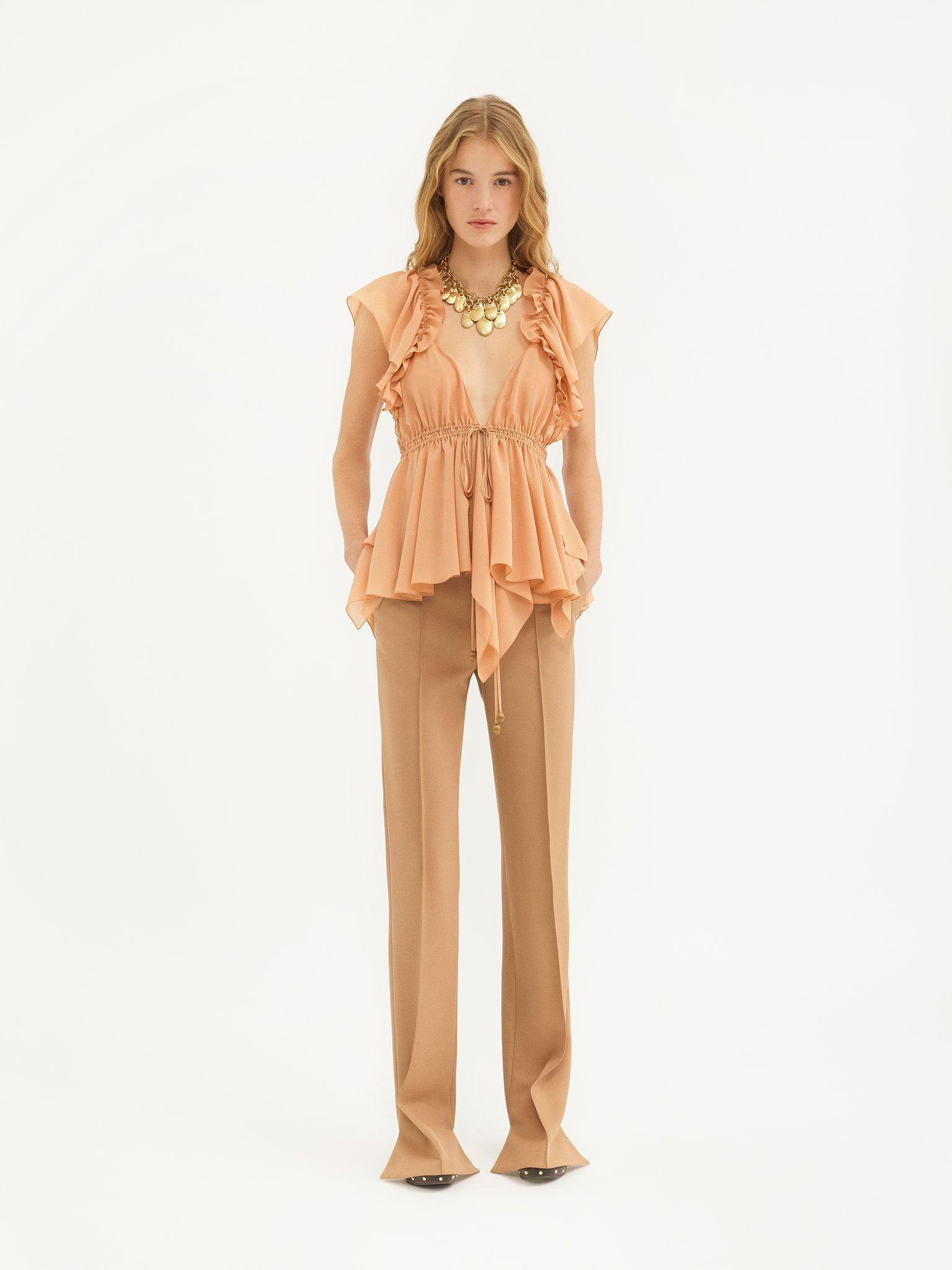 Gathered camisole top in silk georgette Product Image