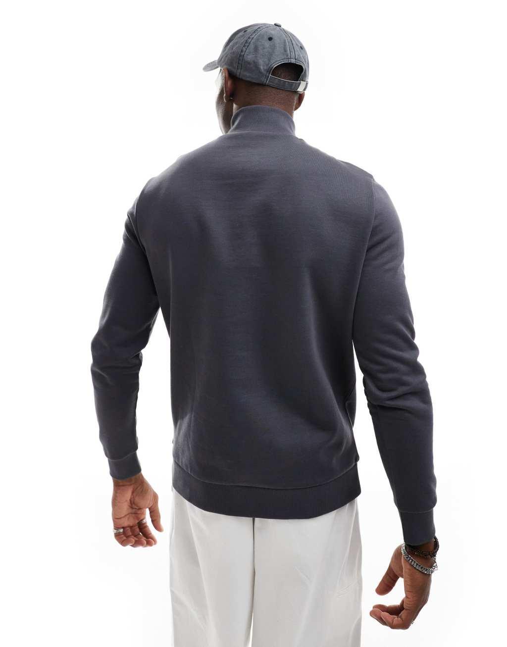 ASOS DESIGN essential sweatshirt with quarter zip in charcoal Product Image