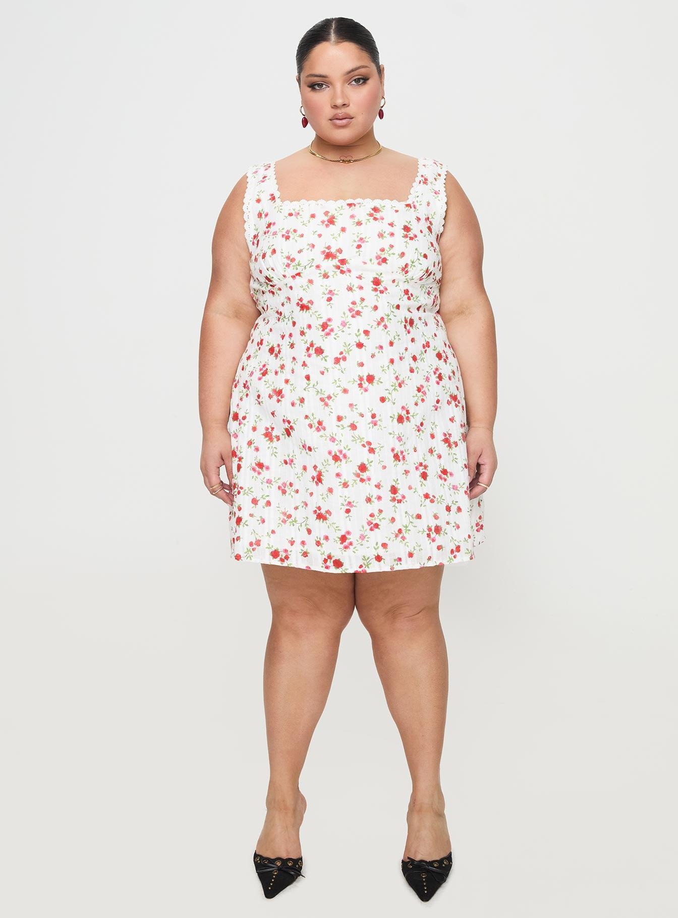 Dasha Mini Dress White Floral Curve Product Image