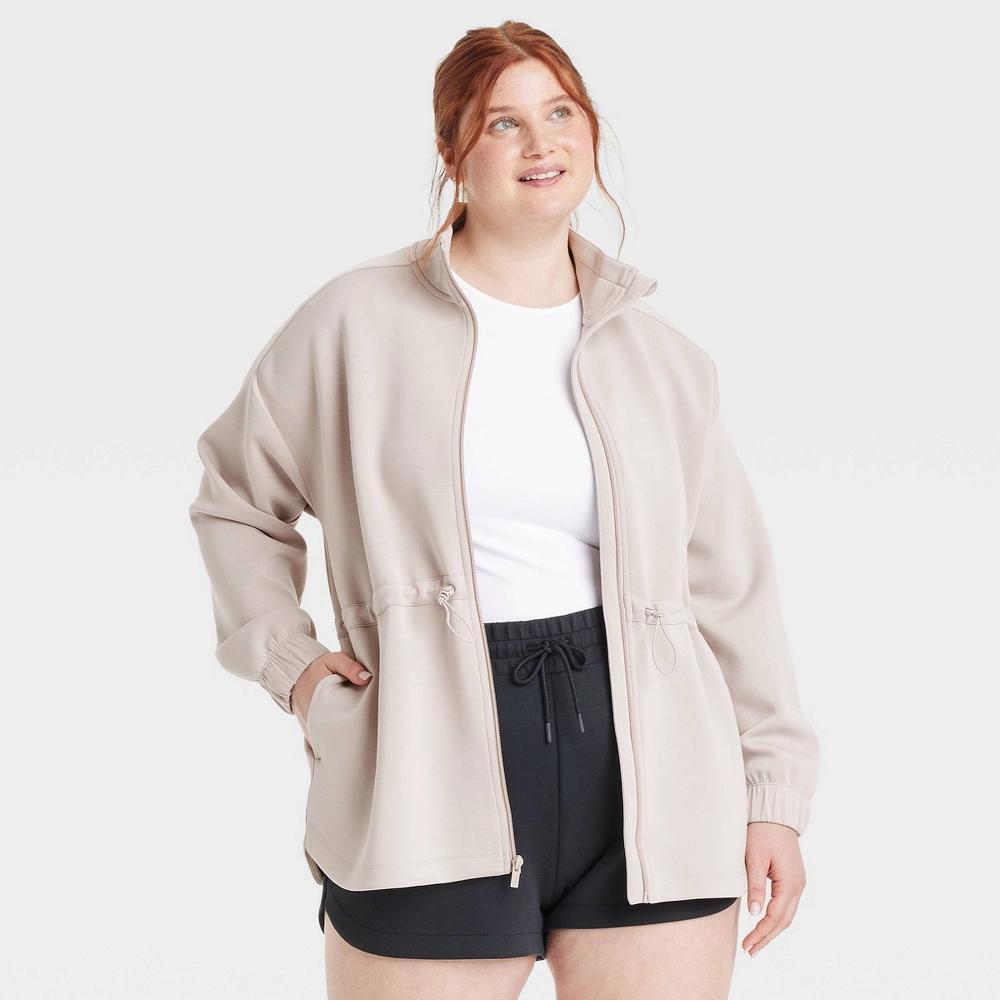 Womens Airy Sleek Legging Friendly Full Zip Jacket - All In Motion Light Taupe M Product Image