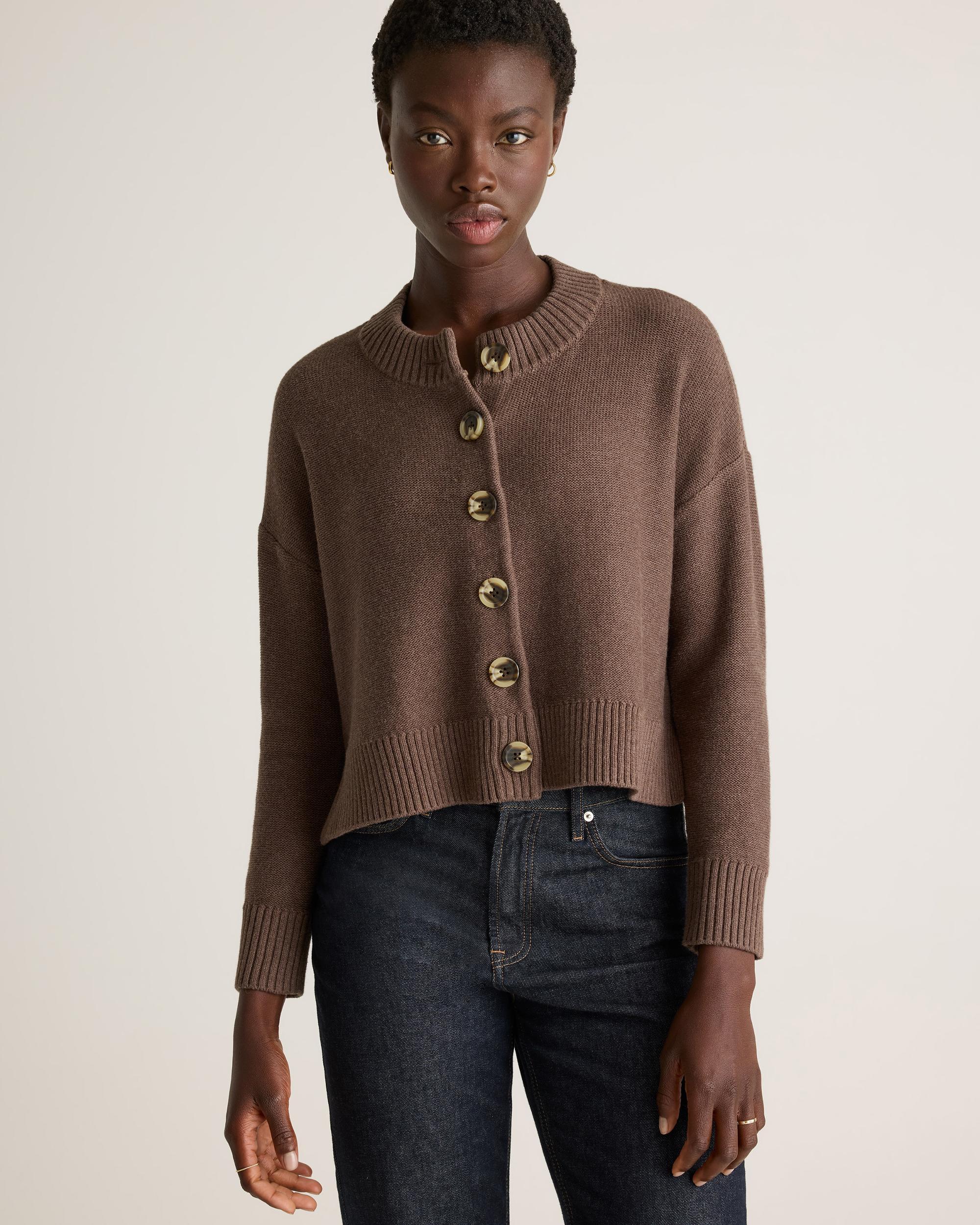 Quince | Women's Cropped Cardigan Sweater Size XL, Organic Cotton Product Image