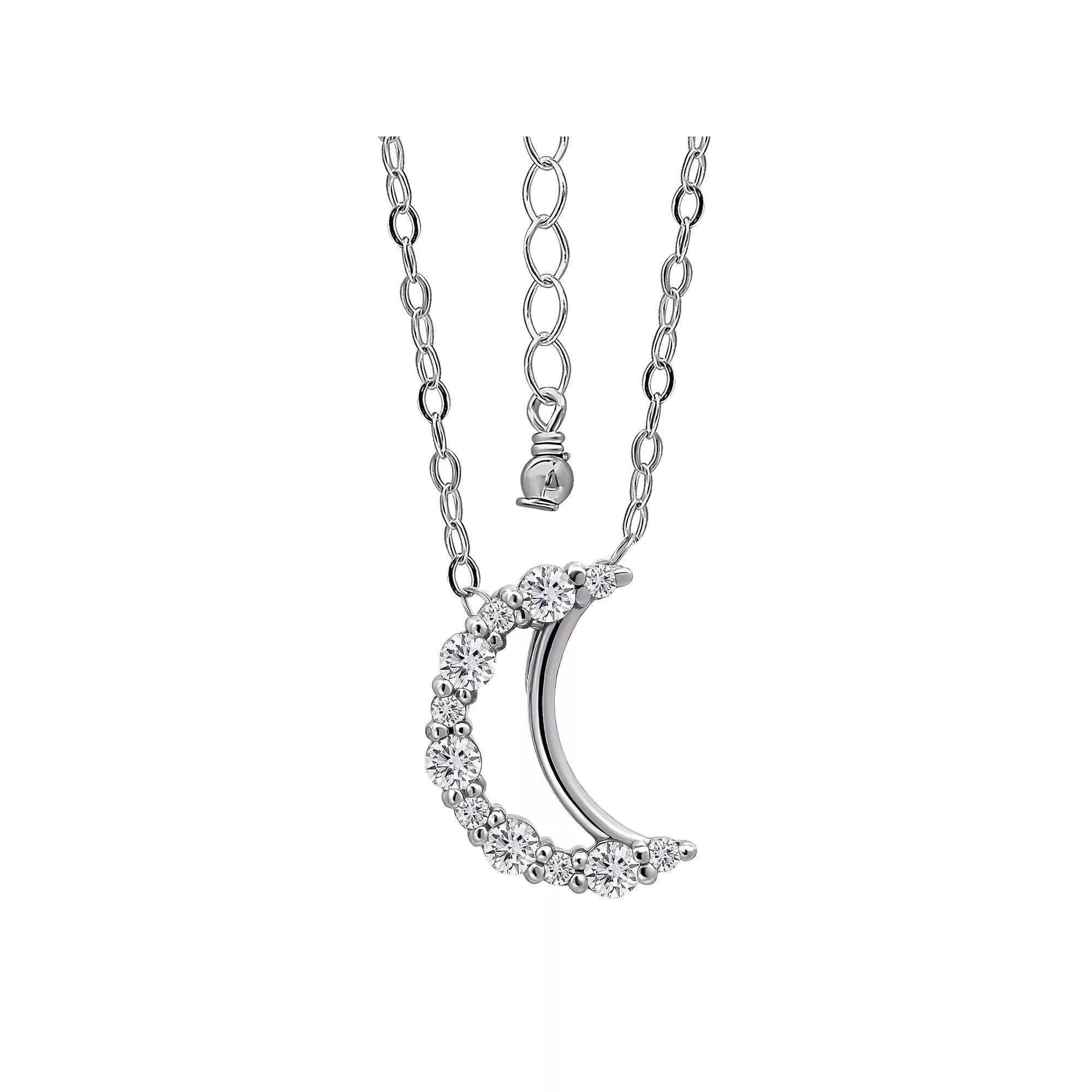 Aleure Precioso Sterling Silver Cubic Zirconia Moon Pendant Necklace, Women's, Size: 18" Product Image