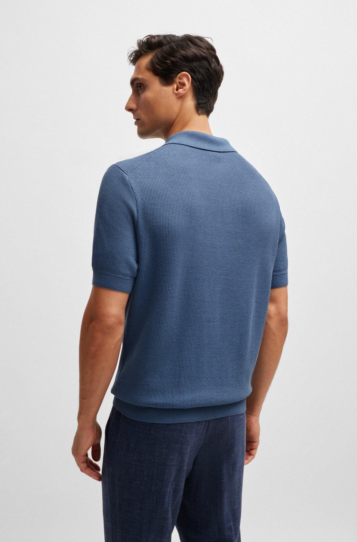 Regular-fit knit polo with mixed structures Product Image