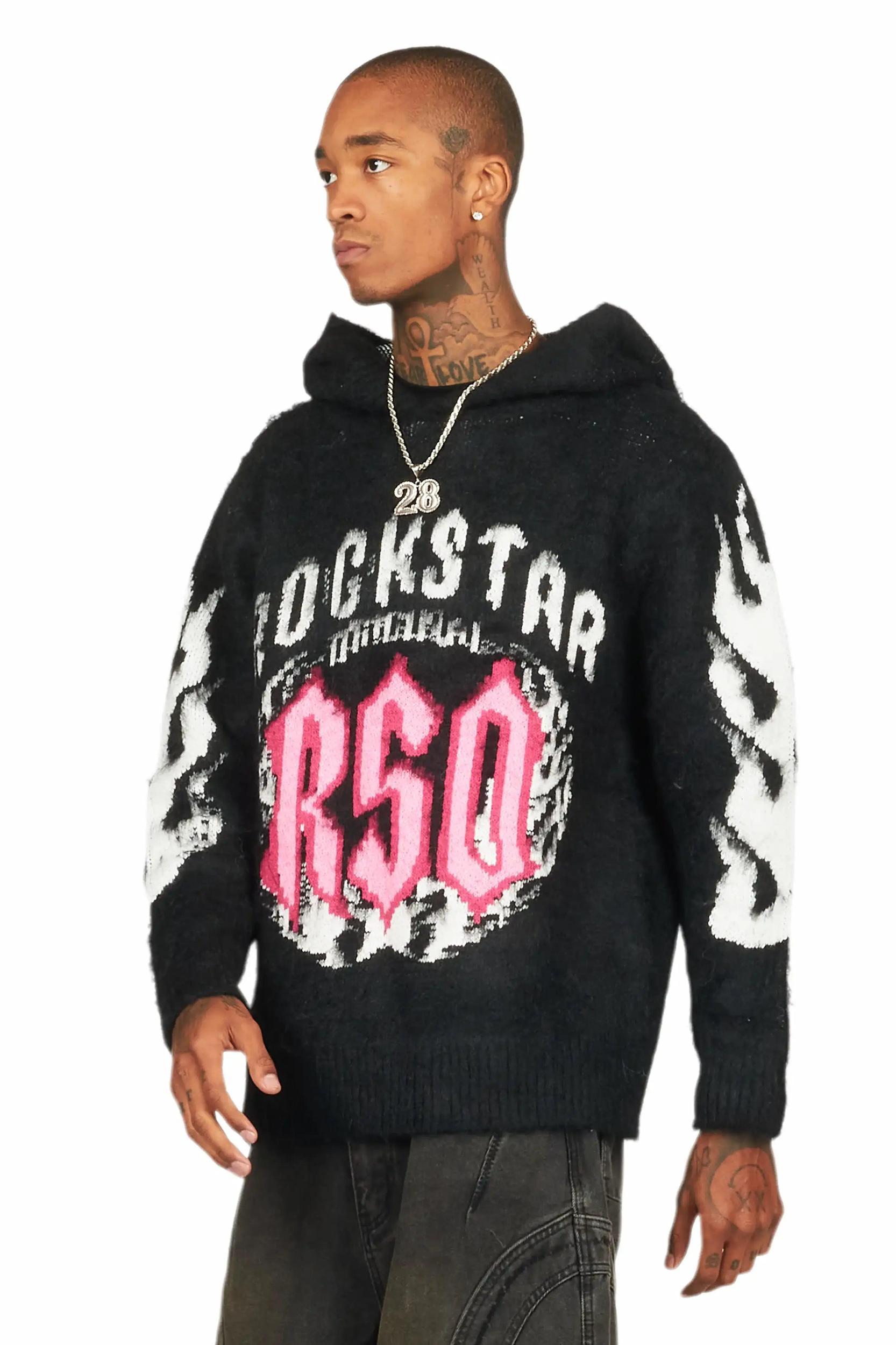 Boaz Black Graphic Mohair Hoodie Male Product Image