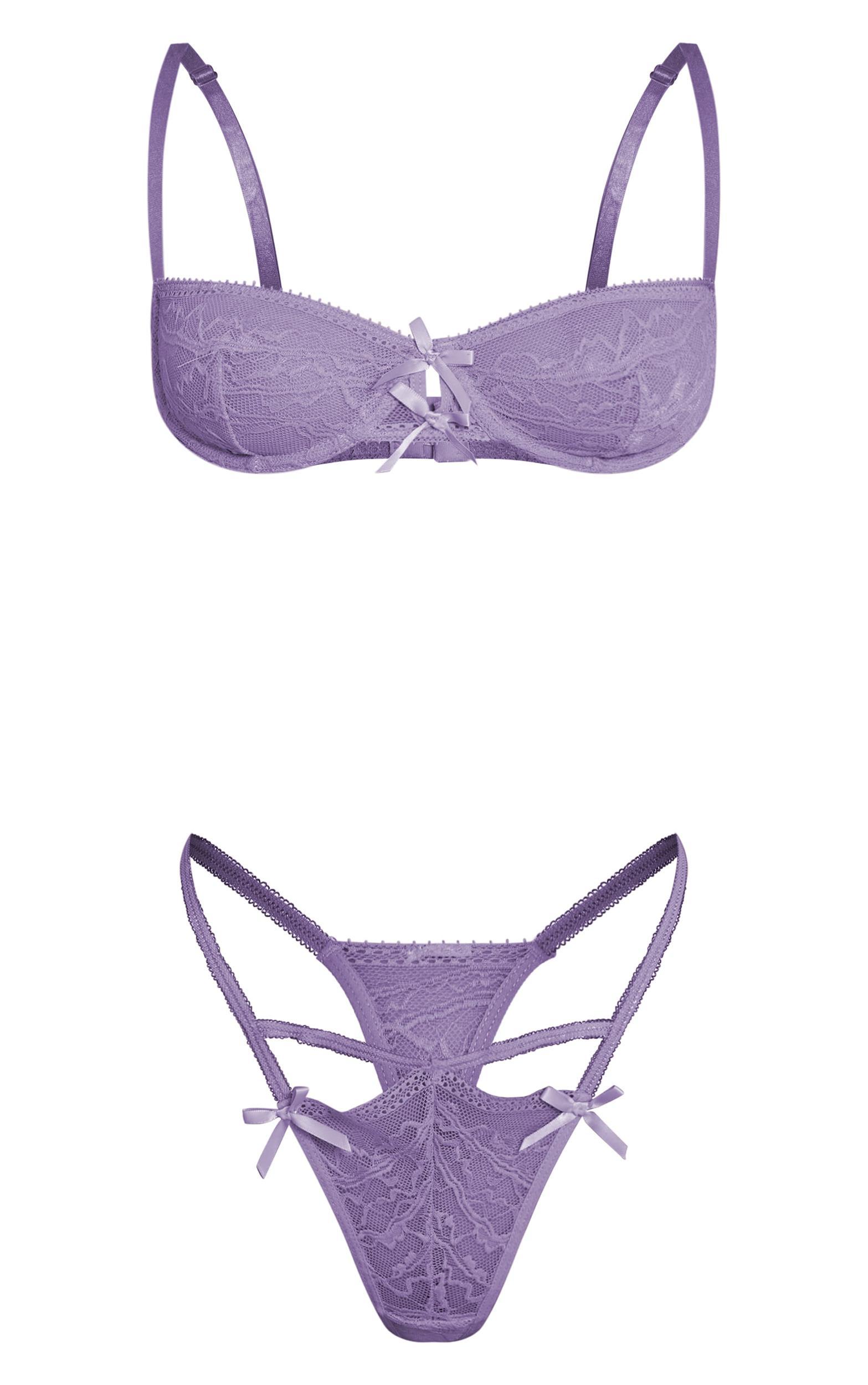 Lilac Lace Underwired Bra 2 Piece Lingerie Set Product Image