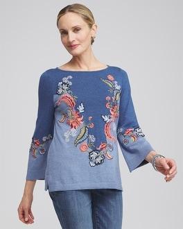 Floral Embroidered Kurta Sweater Product Image