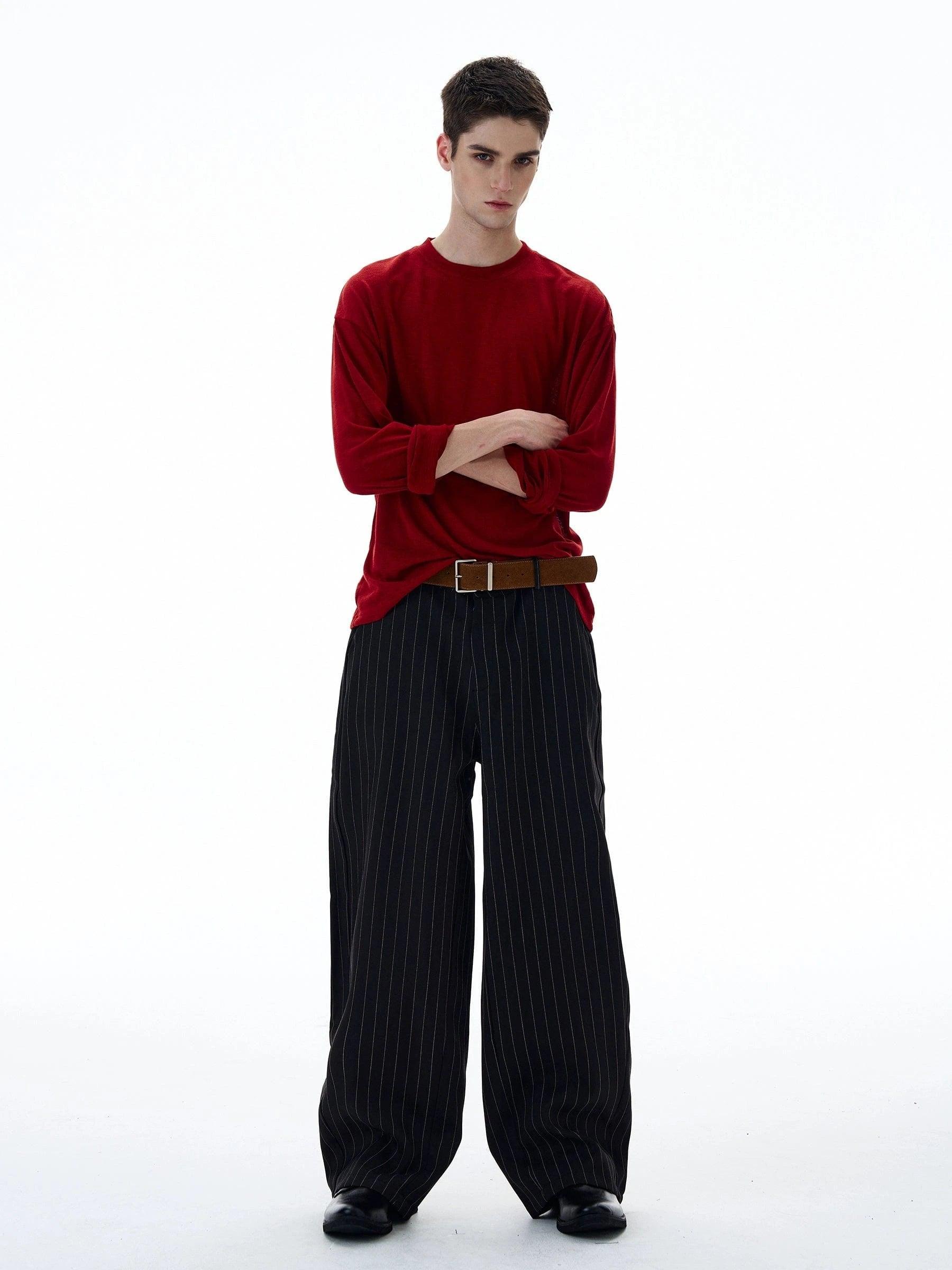 RT No. 20021 STRIPED STRAIGHT PANTS Product Image