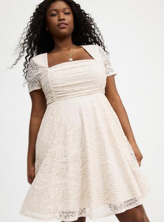 Mini Lace Ruched Dress Product Image