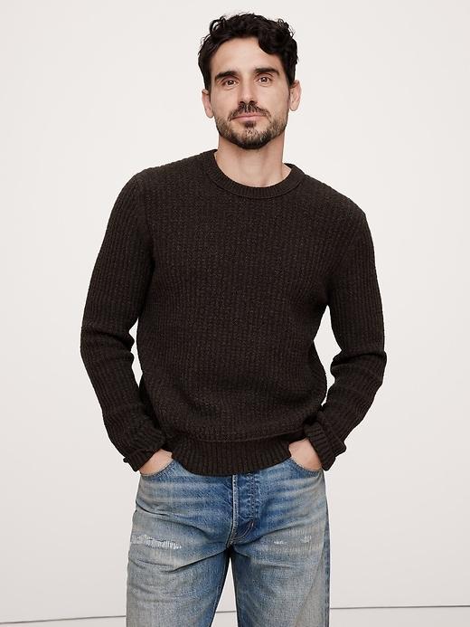 Ribbed Bouclé Crew-Neck Sweater Product Image