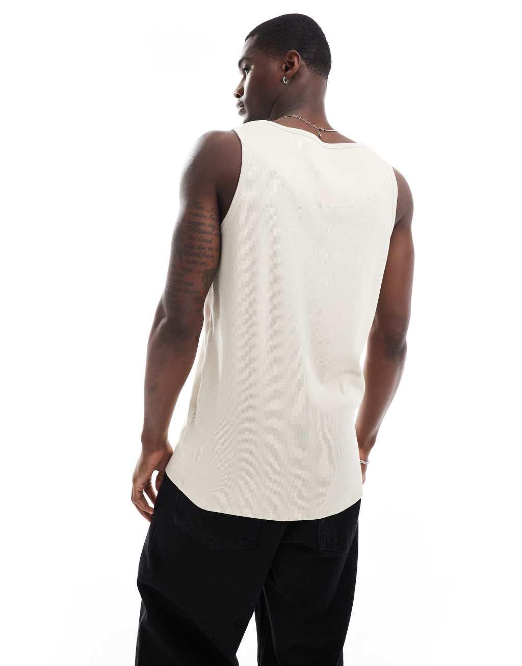 Brave Soul ribbed classic tank in light stone Product Image