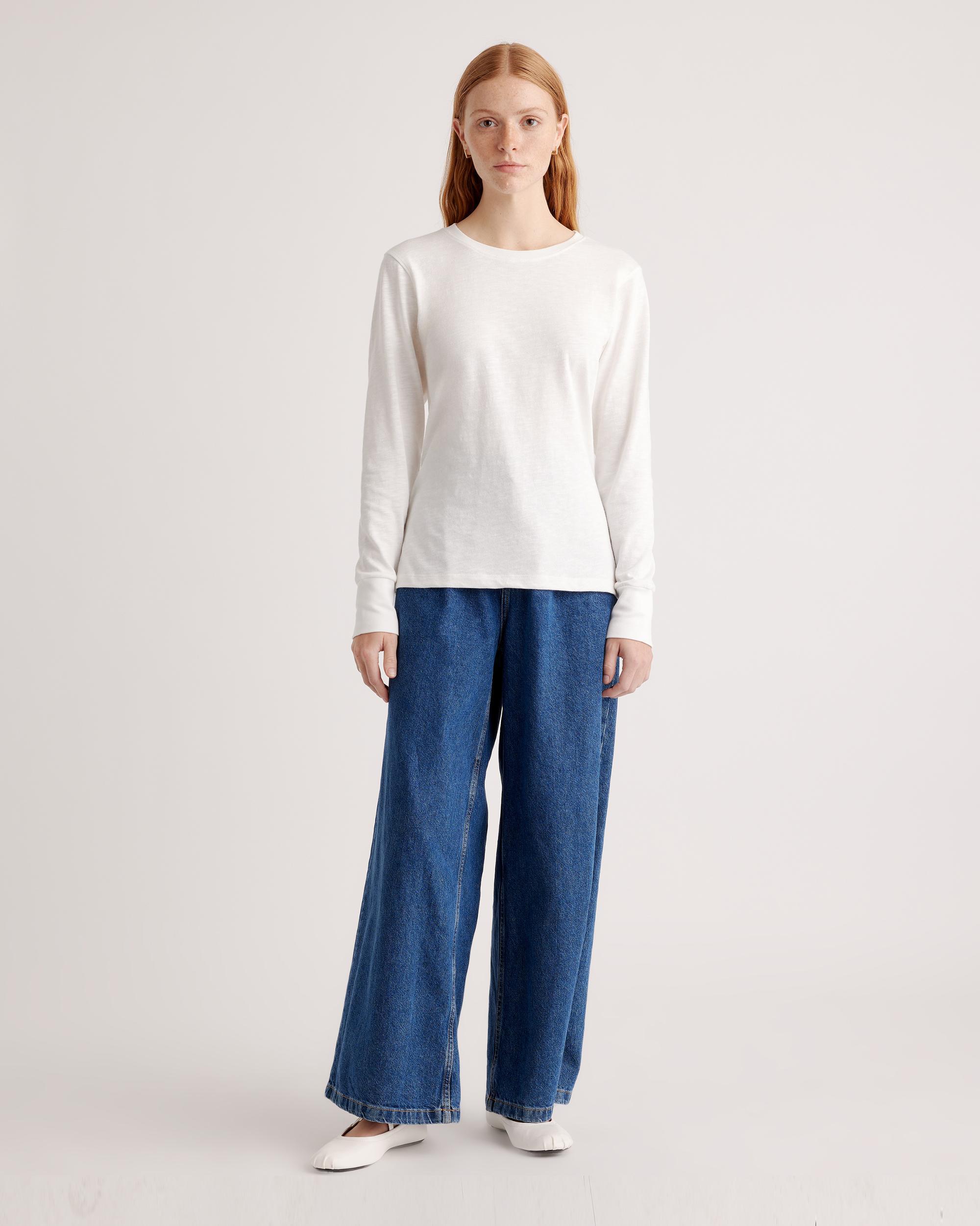 Quince | Women's Slub Long Sleeve T-Shirt Organic Cotton Product Image