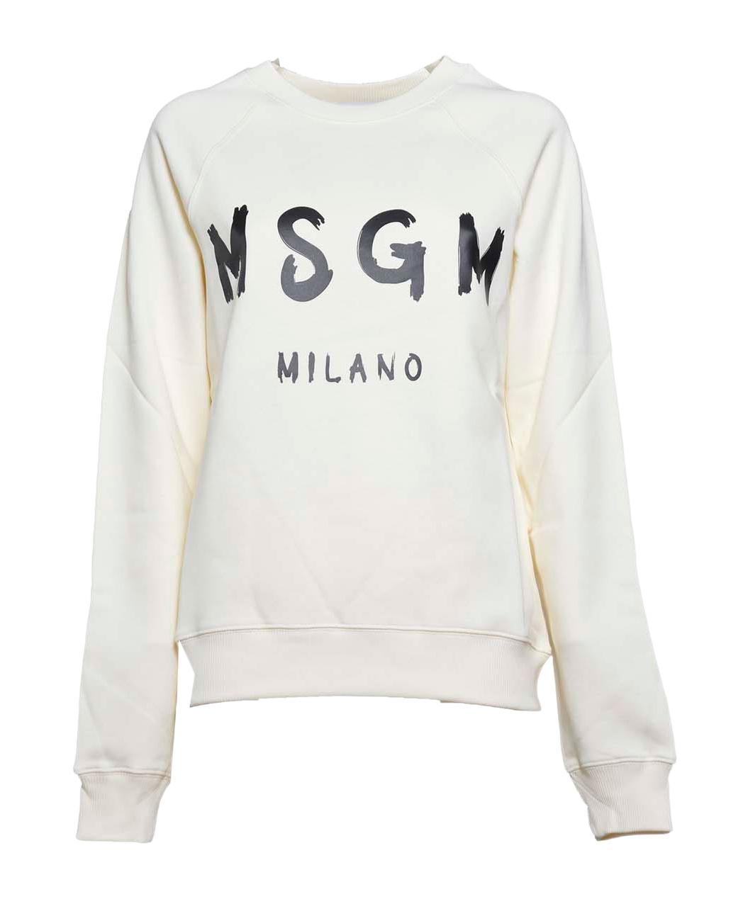 MSGM Logo Printed Ribbed Sweatshirt In Panna Product Image