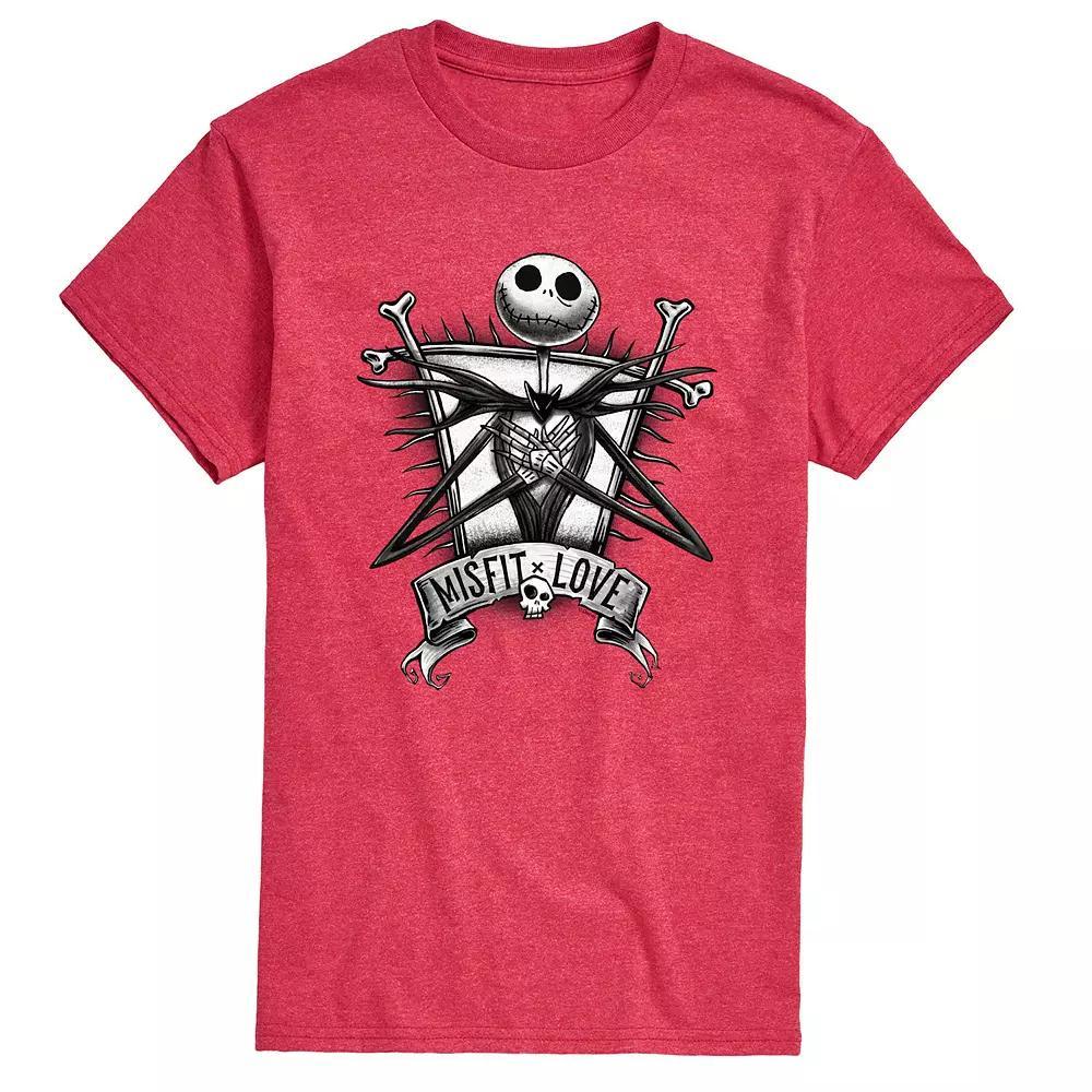 Disneys Nightmare Before Christmas Jack Mens Graphic Tee Grey Red Product Image