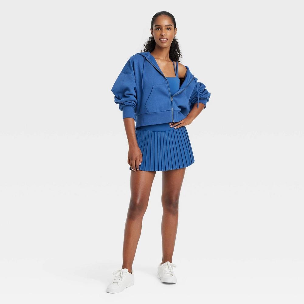 Women's Fleece Full-Zip Hooded Sweatshirt - JoyLab™ Sapphire Blue L Product Image