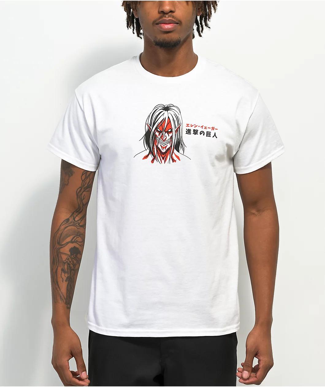 Attack On Titan Eren Jaeger White T-Shirt Product Image
