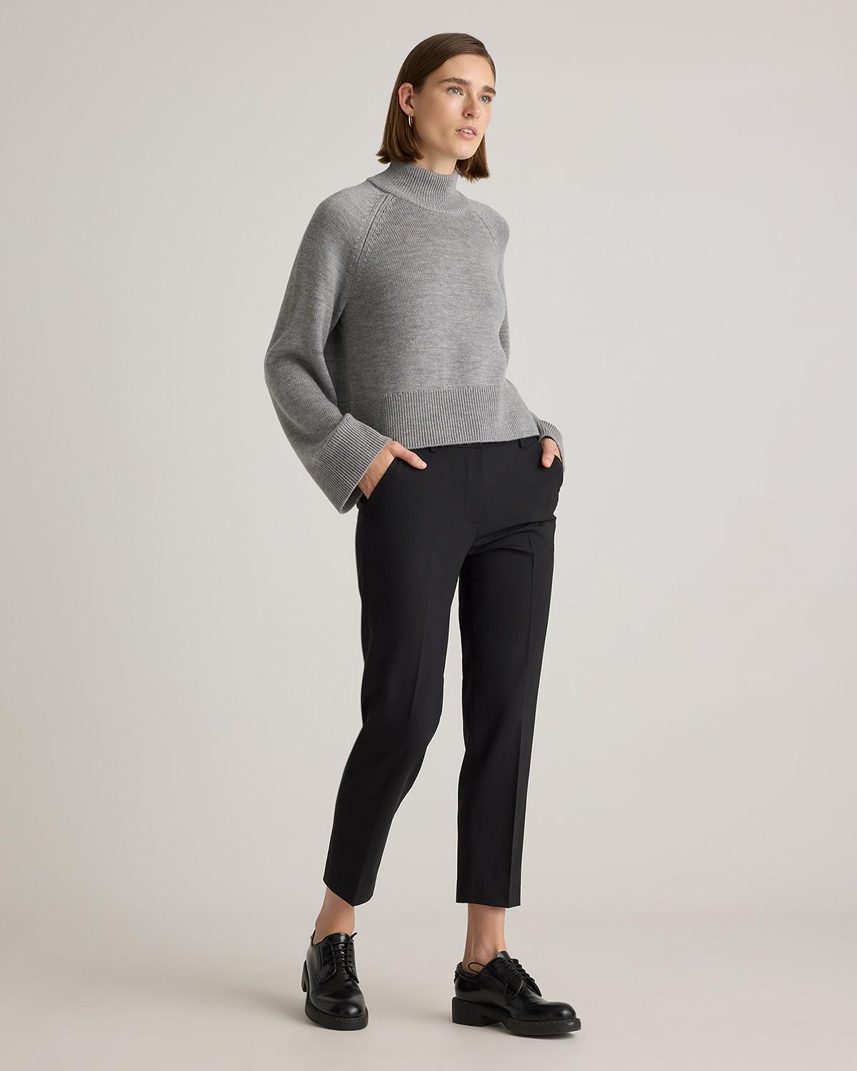 Quince | Women's Australian Merino Wool Cropped Mock Neck Sweater Size XL Product Image