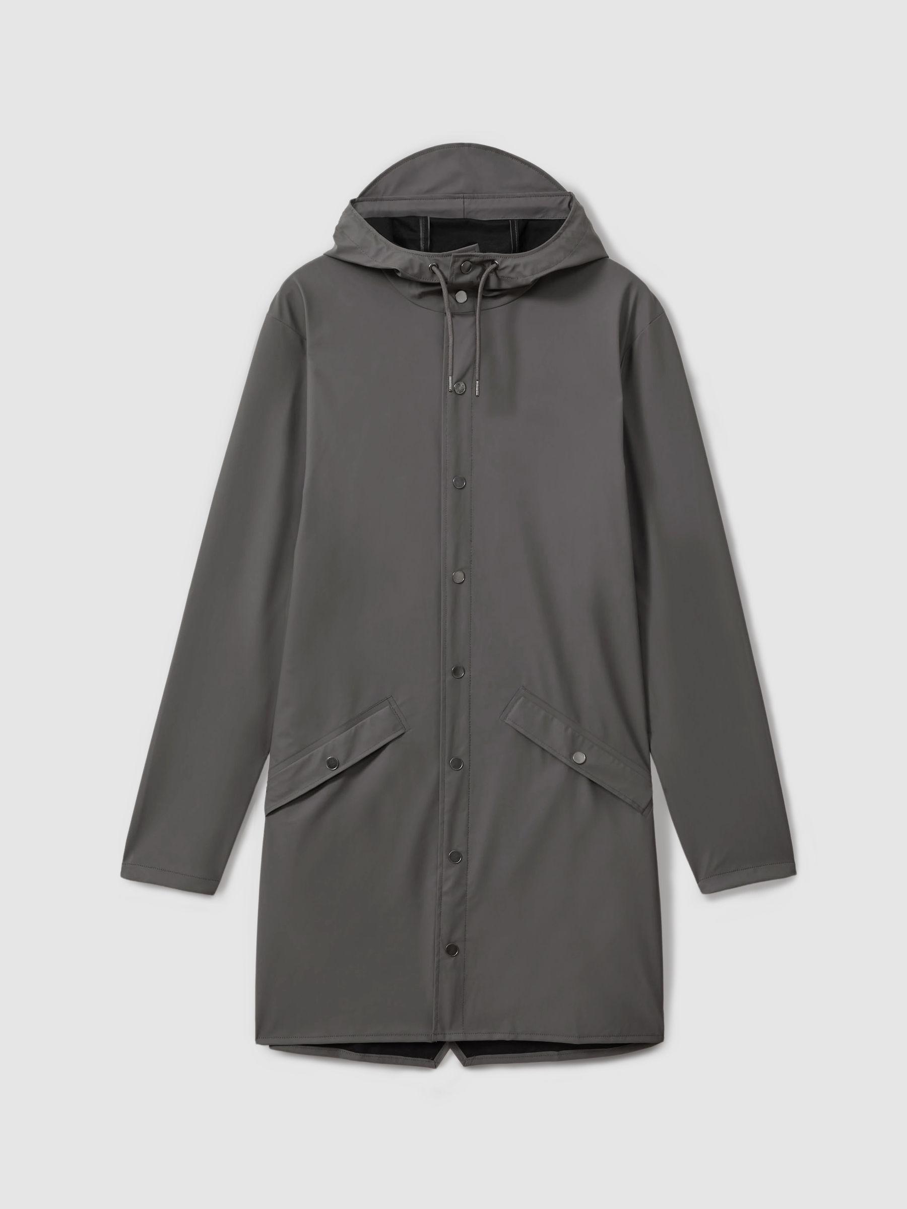 Rains Longline Hooded Raincoat in Slate Product Image