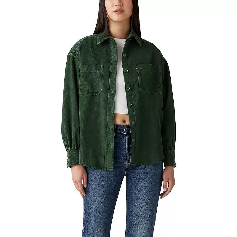 Levis Womens Long Sleeve Orion Corduroy Button-Down Shirt - White Swan L Product Image