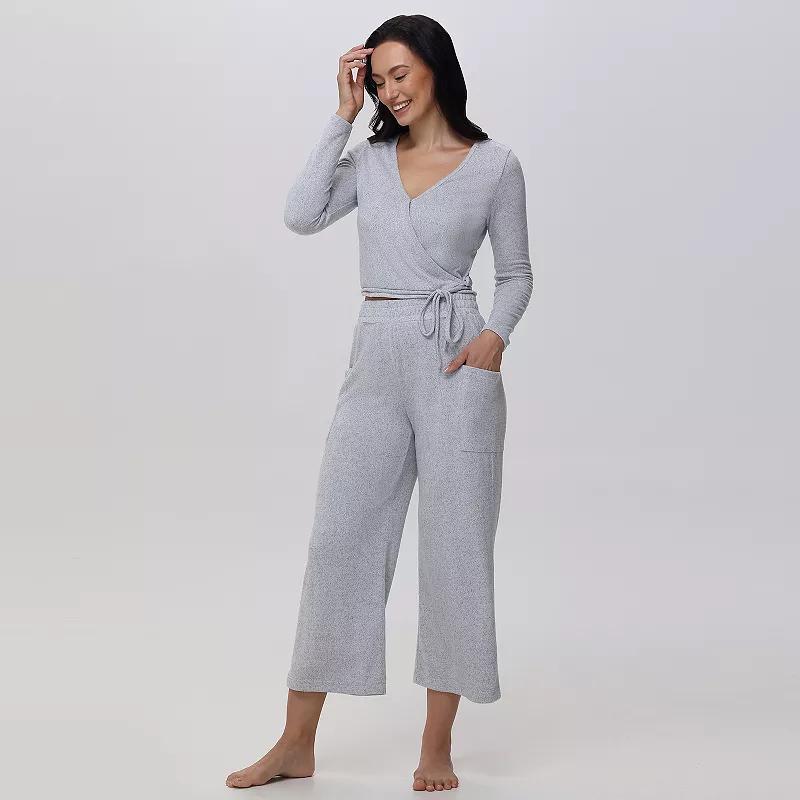 Women's Adyson Parker Ballet Wrap Pajama Top & Pajama Pants Set, Size: Small, Light Grey Product Image