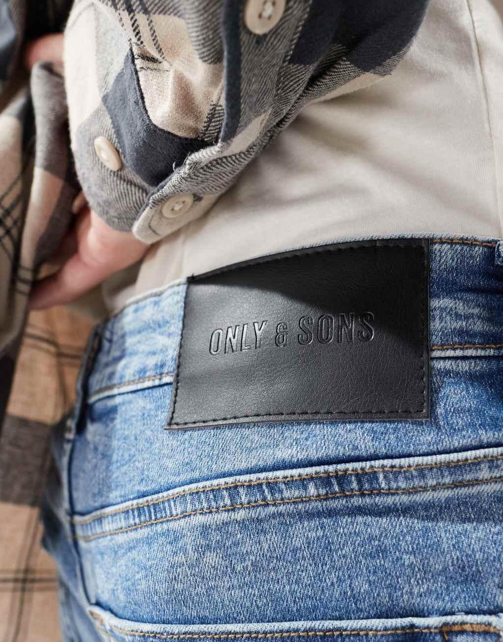 ONLY & SONS Loom slim fit jeans in vintage blue wash Product Image