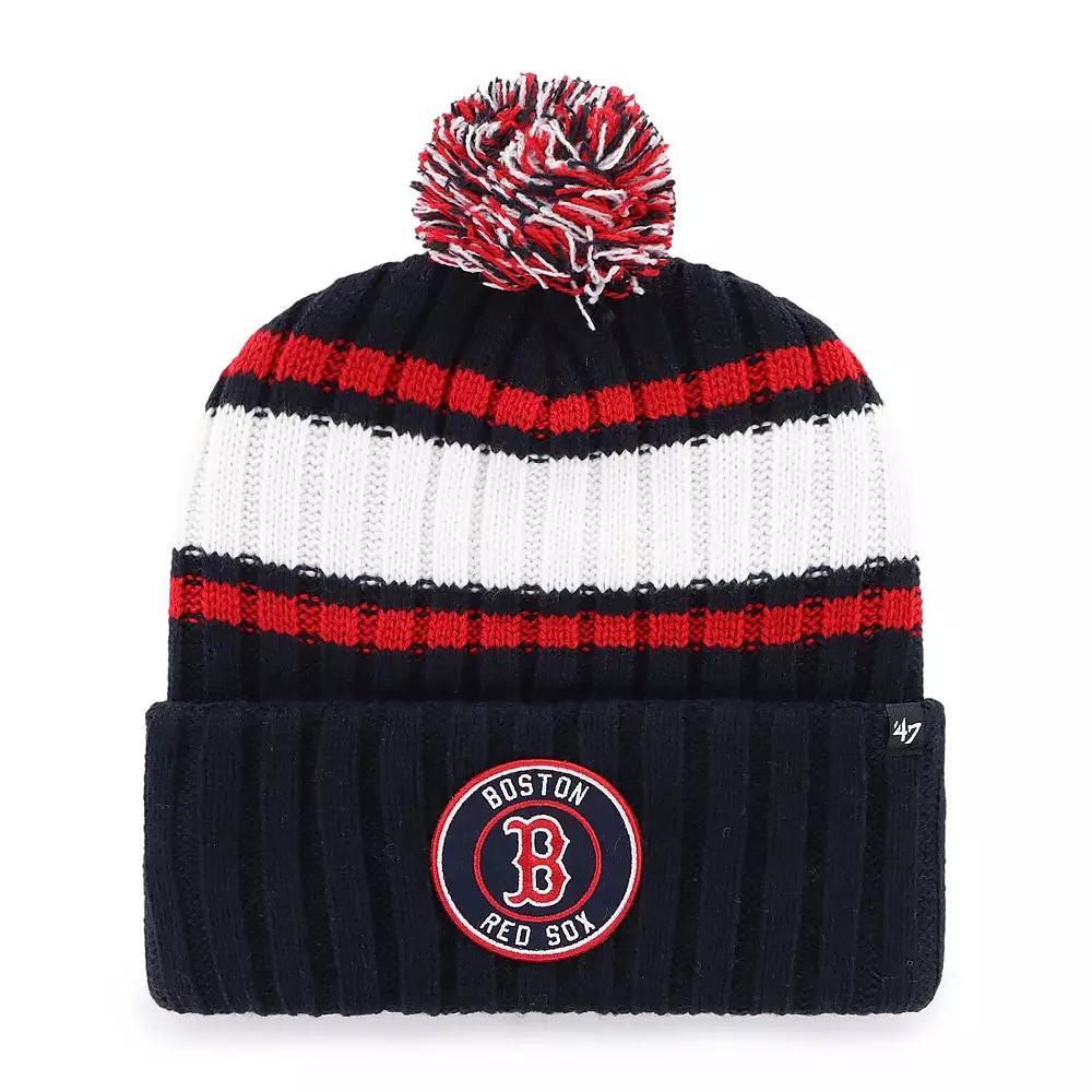 Men's '47  Navy Boston Red Sox Plateau Cuffed Knit Hat with Pom, Blue Product Image