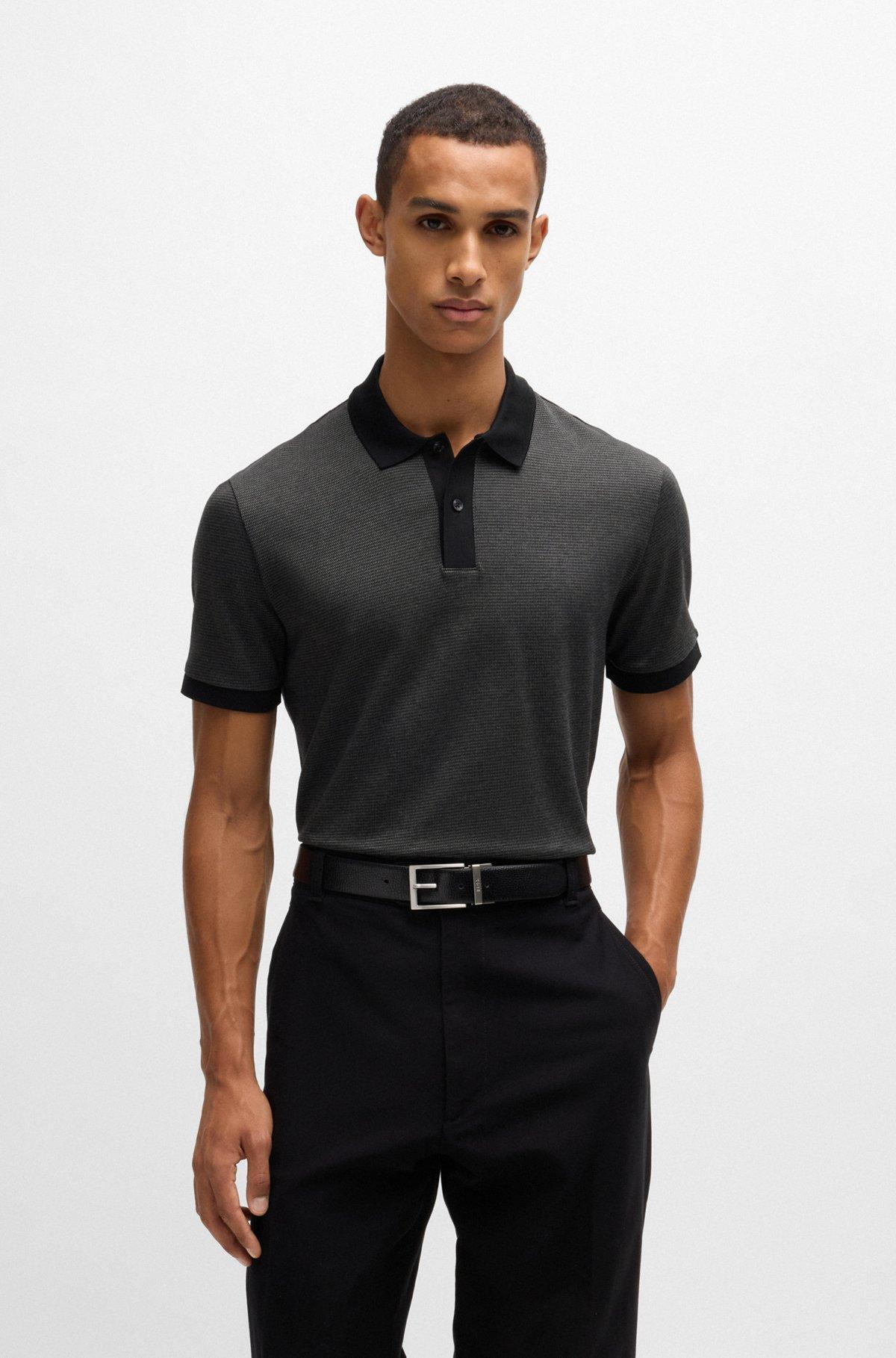 Mercerized-cotton polo shirt with micro pattern Product Image