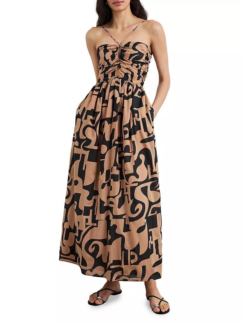 Silvia Santorini Sand Cotton Halter Midi-Dress Product Image