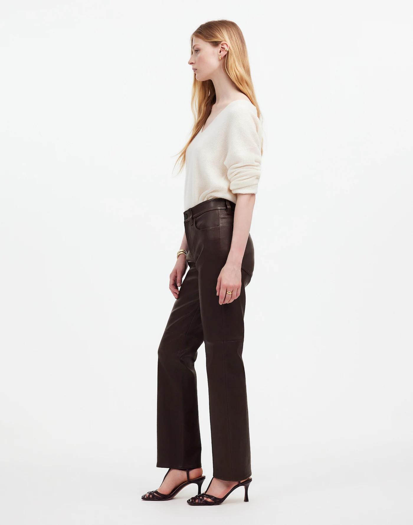 The '90s Straight Mid-Rise Pant in Leather Product Image