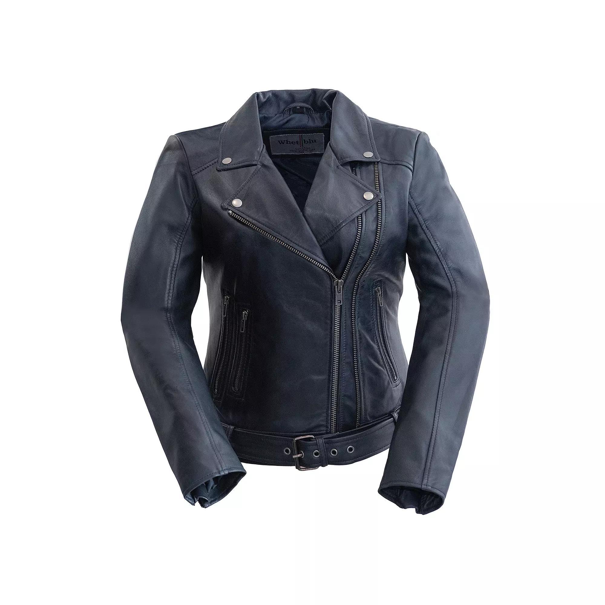 Womens Whet Blu Chloe Asymmetrical Leather Jacket Product Image