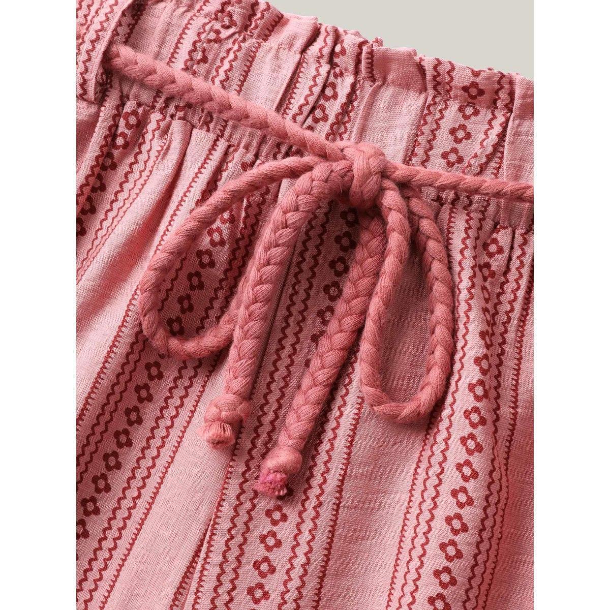 Plus Size Stripe Print Drawstring Wide-Leg Pants Women Rouge Resort Wide Leg Mid Rise Vacation Pants BloomChic 30/6X Product Image