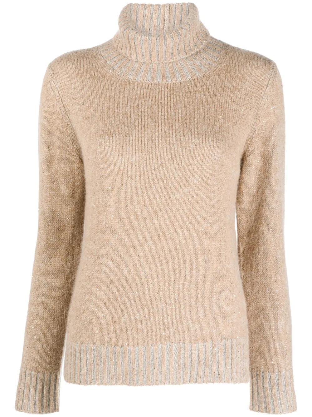 FABIANA FILIPPI Roll-neck Knitted Top In Neutrals Product Image