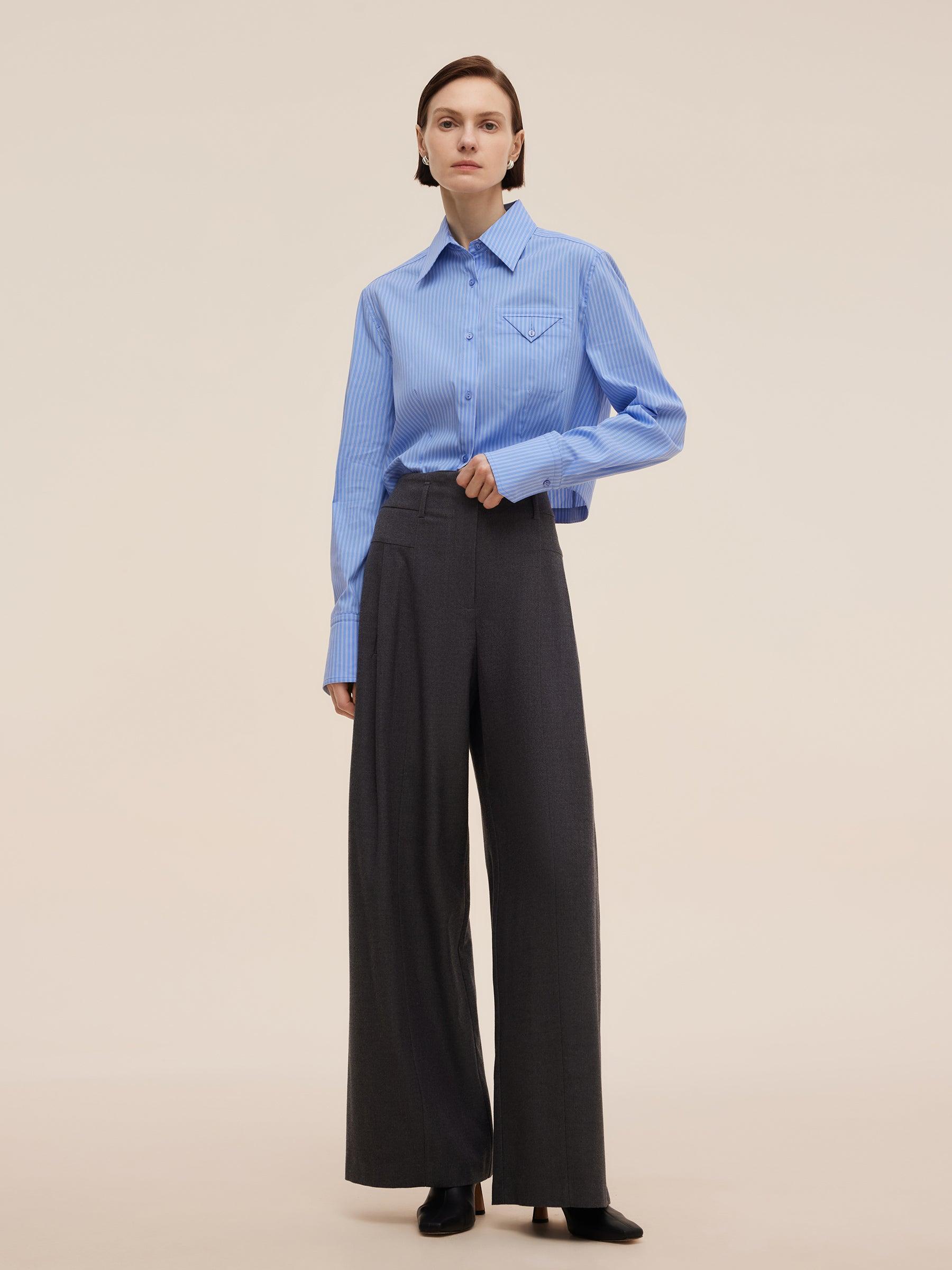 Wool Blend Women High Waisted Wide Leg Pants Product Image