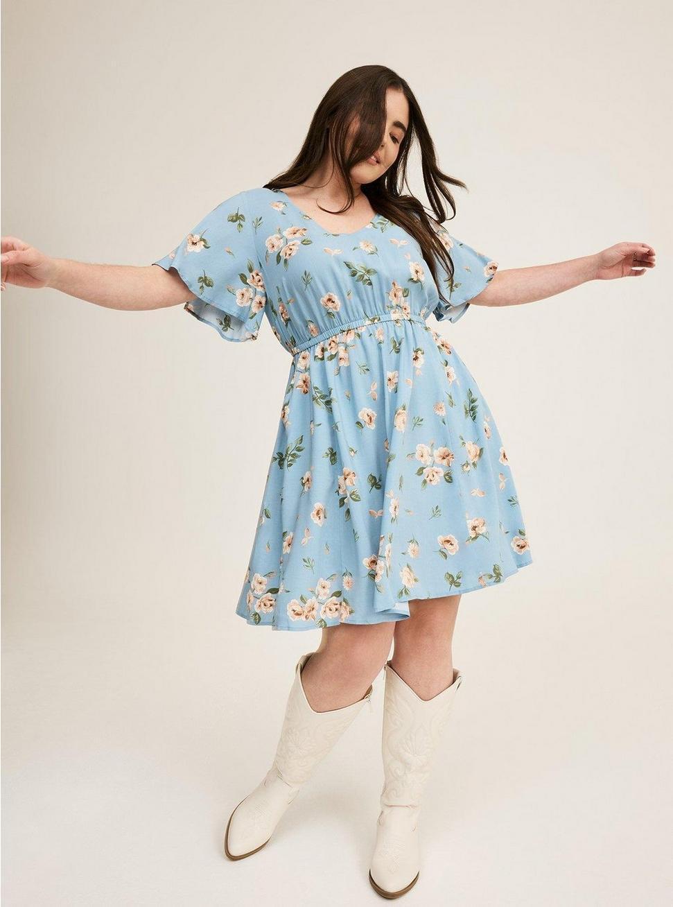 Challis V-Neck Mini Dress Product Image