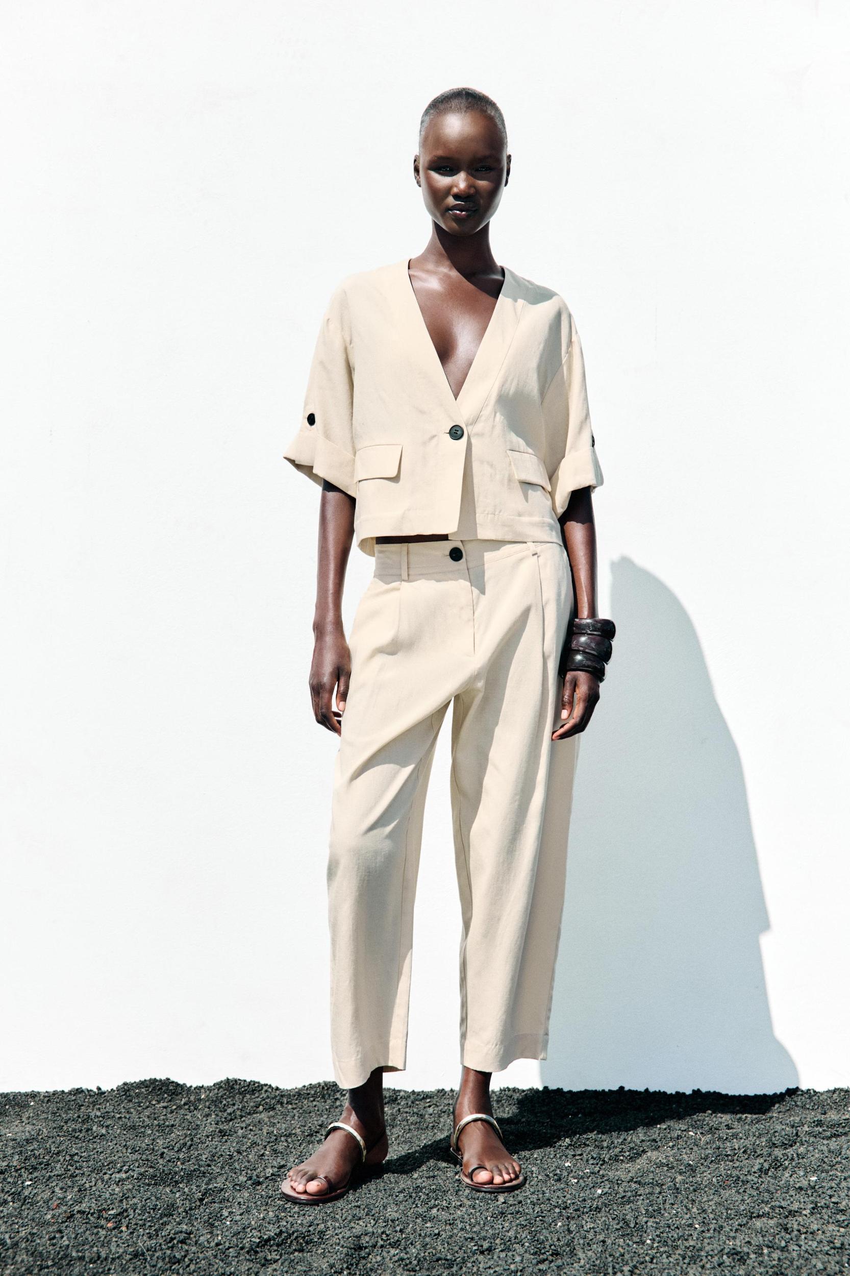 PLEATED ELASTIC WAIST PANTS Product Image