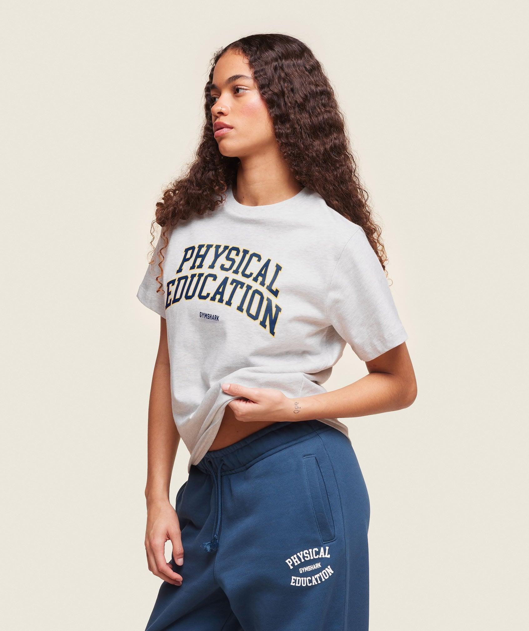 Gymshark Phys Ed T-Shirt - Light Grey Marl Female Product Image