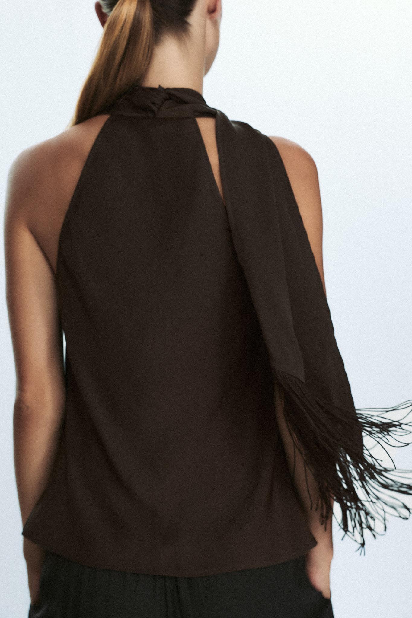 FRINGED SATIN EFFECT TOP Product Image