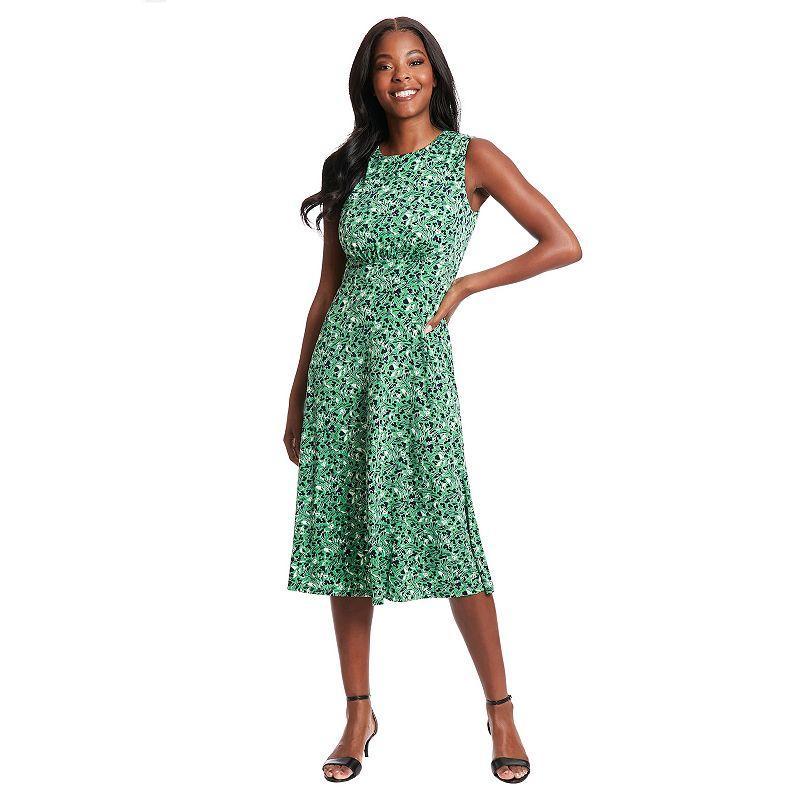 Women's London Times Inset Waist Print Midi Dress, Size: 10, Pink White Product Image