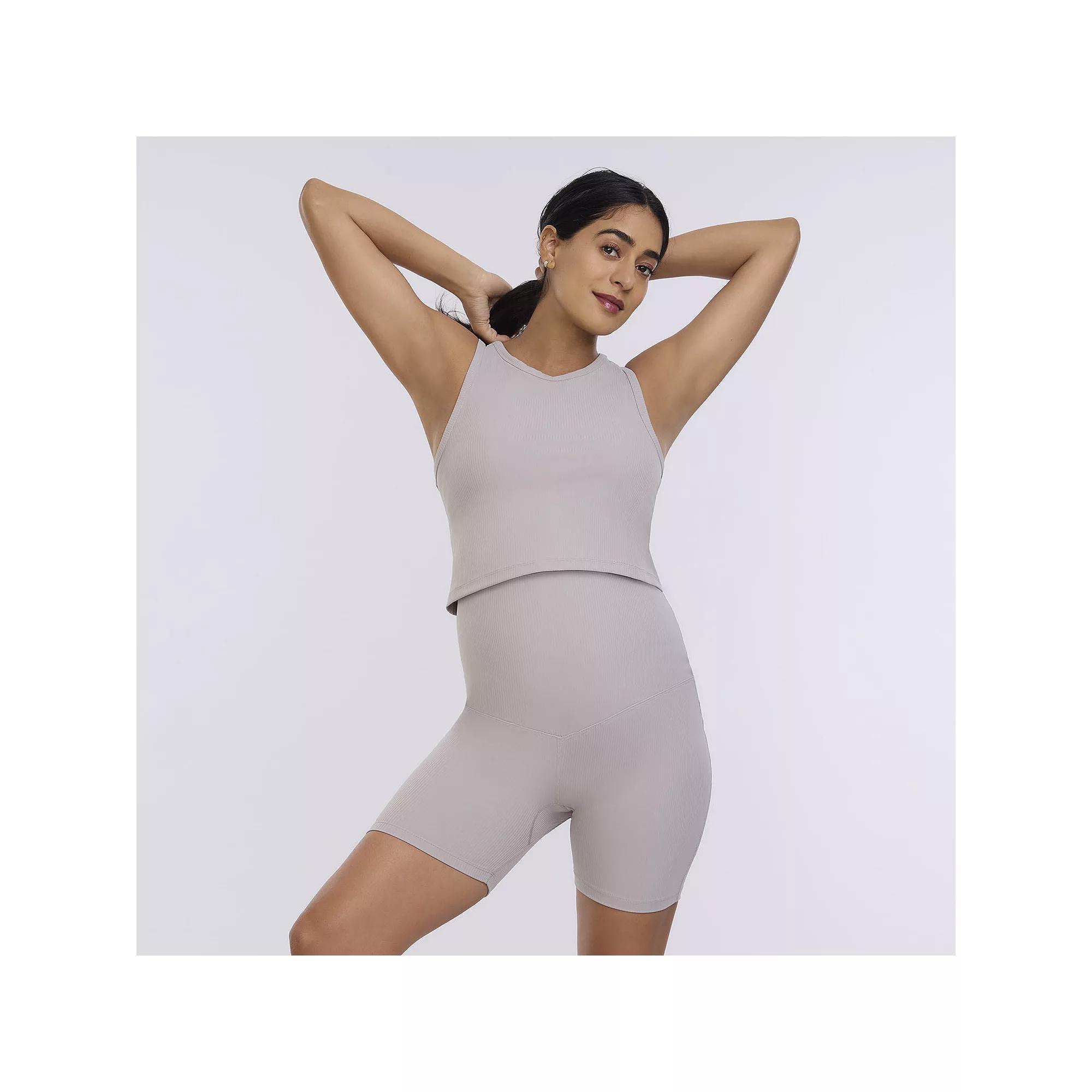 Maternity Motherhood® Cropped Racerback Tank Top, Women's, Size: XXL-MAT, White Product Image