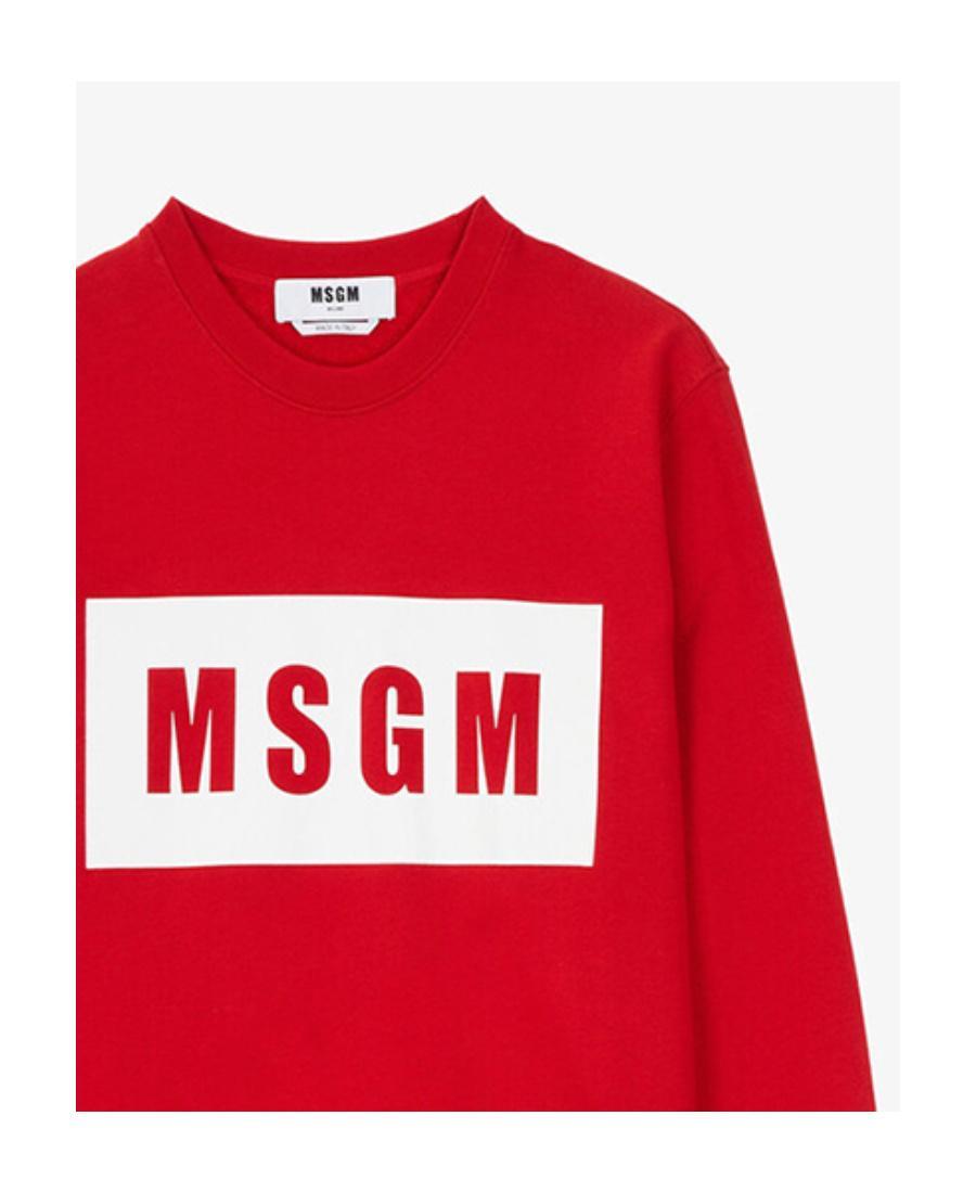MSGM Round-necked Logo Sweater In Red Product Image